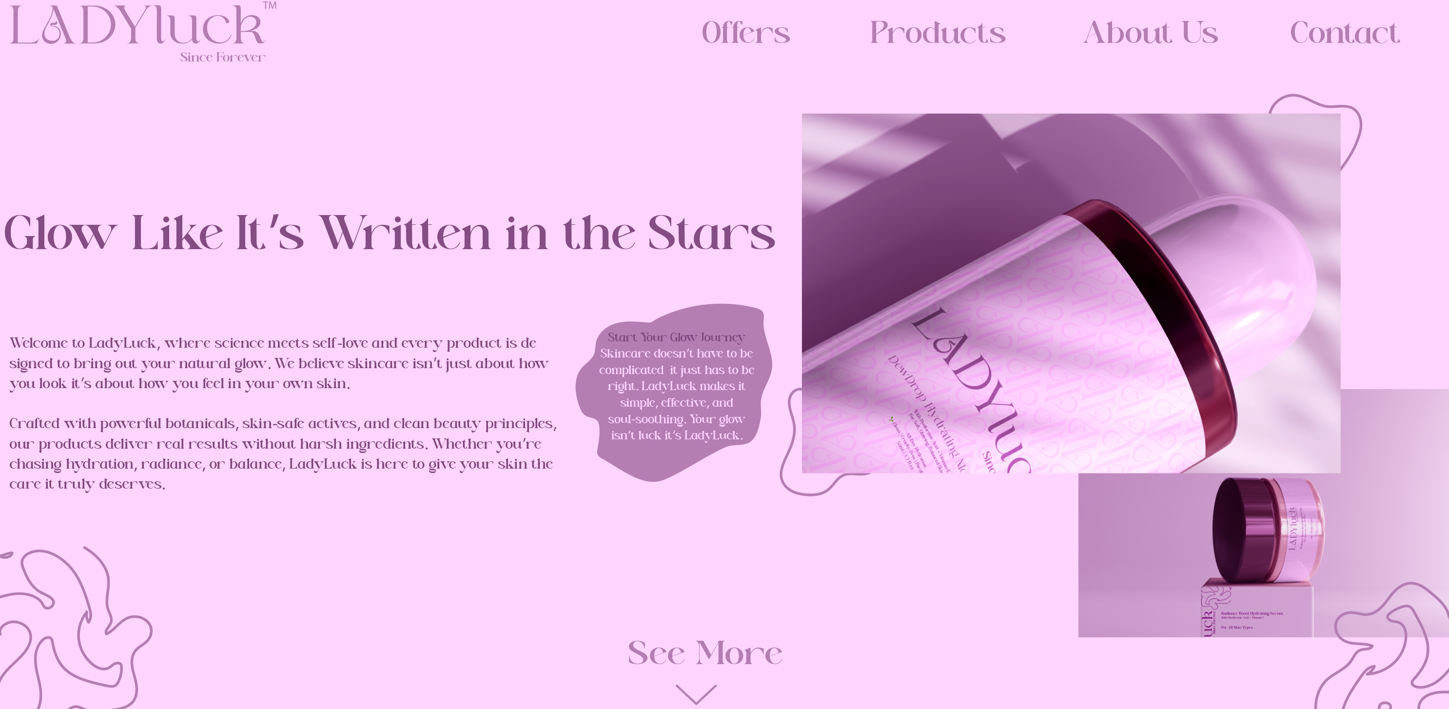 LADYluck website layout